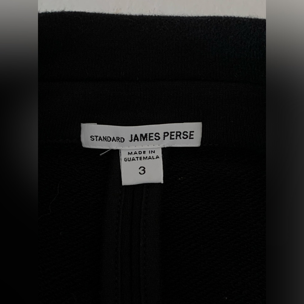 STANDARD JAMES PERSE BLACK STANDING COLLAR TERRY JACKET SIZE 3 FITS XS - Picture 4 of 10